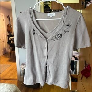 Vintage two piece set with beaded flowers